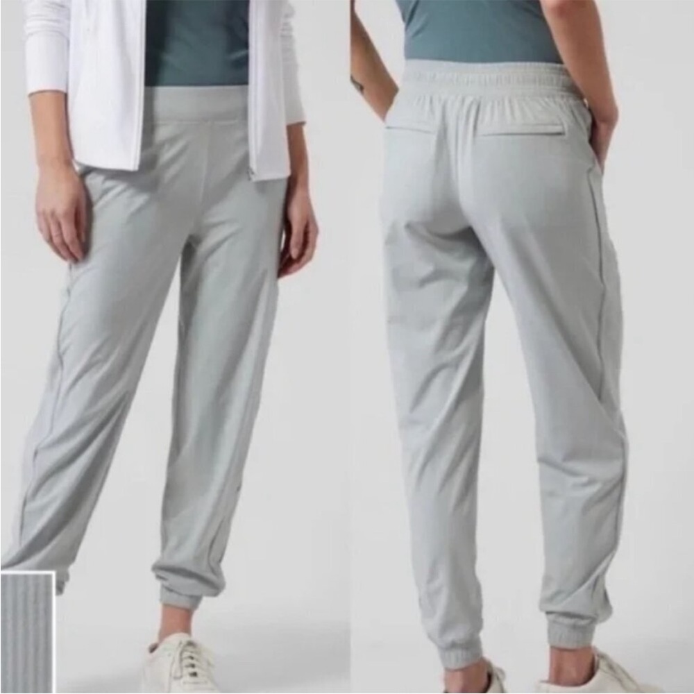 Athleta Textured Brooklyn Jogger City Stripe Coast Grey ‎ size 16